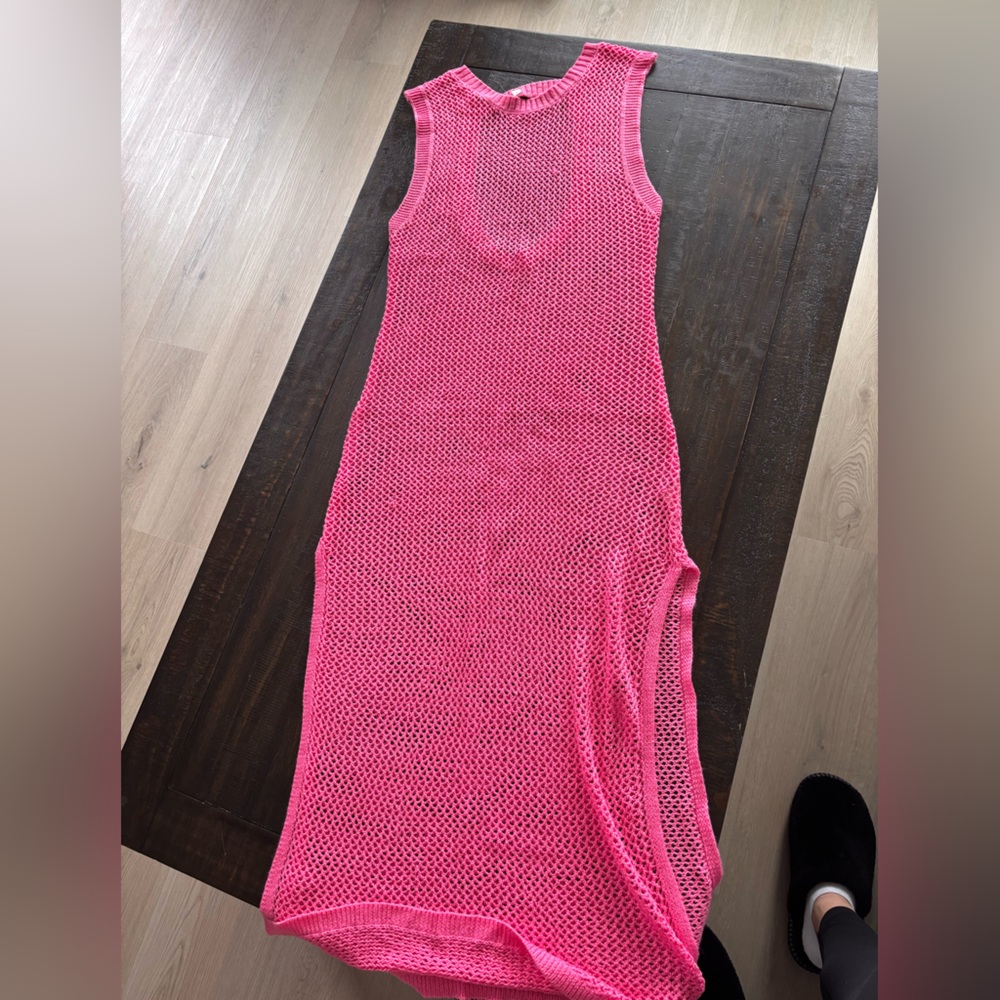Amazon Women’s Pink Mesh Swim Coverup Dress